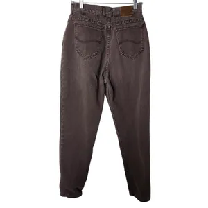 Vintage Lee Riveted Brown Denim Cotton Tapered Leg High Rise Jeans Size 12 Med thumbnail 2