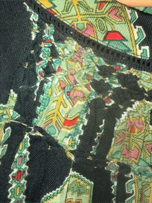 April Cornell Peru Ruffled Hem Blouse Top Olive Floral Green Herbs L thumbnail 6