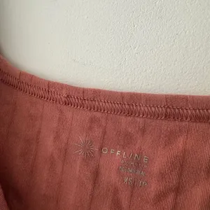 Aerie Offline Salmon Pink Ribbed Square Neck‎ Crop Top Lettuce Hem thumbnail 4