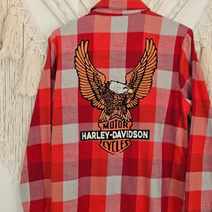 Harley-Davidson Red Plaid Flannel Eagle Graphic Button Down Shirt XL Unisex thumbnail 12