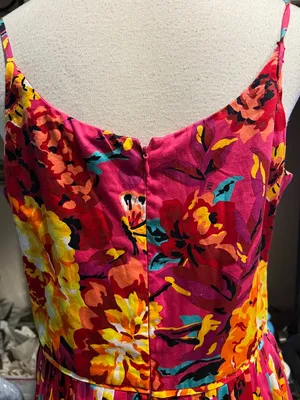 Isaac Mizrahi for Target bold floral pink spaghetti strap sundress size 14 thumbnail 6