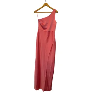 Anthropologie BHLDN Coral Dylan One Shoulder Satin Side Slit Gown Size 6 NWT‎ thumbnail 3