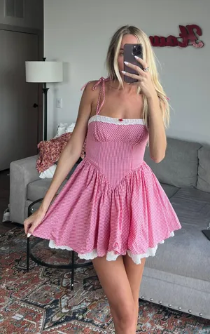 More To Come Red Gingham Dress thumbnail 1