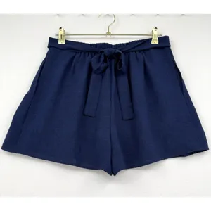 Elodie Tie Waist Shorts Blue High Rise Elastic Waist Casual Summer Flowy Size L thumbnail 2