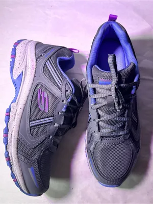 Skechers Gray Athletic Walking Shoe with Purple & Light Blue Accents thumbnail 5