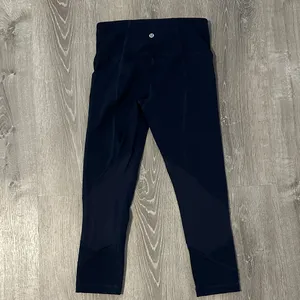 Lululemon 4 Pace Rival High Rise True Navy Crop Athletic Workout Women Leggings‎ thumbnail 7
