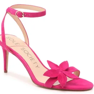 Sole society pink suede floral strappy‎ heels thumbnail 1