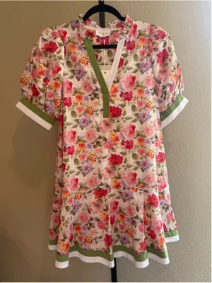 Entro Floral Print Contrast Trim Mini Dress Size S thumbnail 2