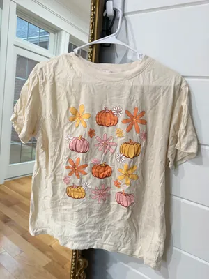 Pink Lily Pumpkin and Flower Graphic Tee thumbnail 2
