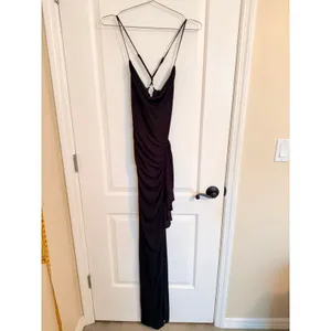 Saks Fifth Avenue Katie May Womens Full Length Event Evening Dress Slit Black Open Back Maxi Small thumbnail 6