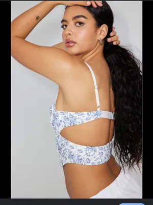 Garage Bianca Cut-Out Corset Top in Blue Floral sz S thumbnail 2