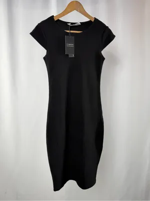 NWT Lioness Cap Sleeve Bodycon‎ Side Slit Dress in Black Size Small thumbnail 2