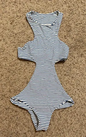 Mikoh Navy and White Striped Women’s One-Piece Bikini Small thumbnail 1