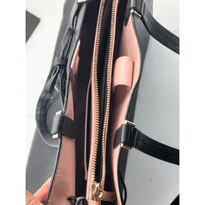 Kate Spade New York Black Leather Satchel Tote Bag Tassel Bow Medium Pink READ** thumbnail 6