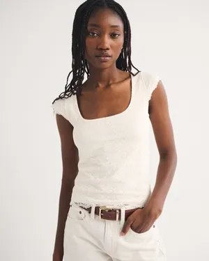 Abercrombie & Fitch Bra-Free Short Sleeve Lace Reversible Top thumbnail 3