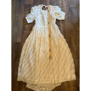 En Saison Natural Fringe Eyelash Tiered Midi Dress Open Tie‎ Back Size M thumbnail 5