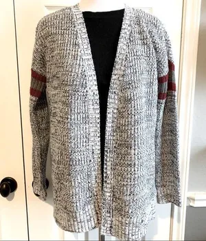 Gray Varsity Stripe Sleeve Cardigan thumbnail 1