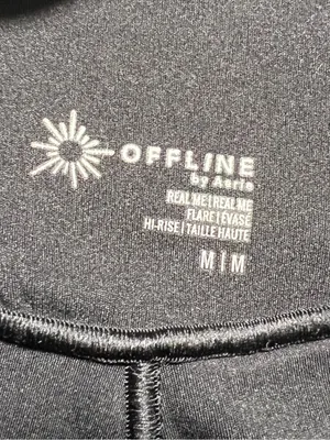 Offline by Aerie Black Real Me Flare Hi-Rise Pants Size Medium thumbnail 4