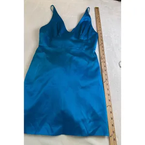 Amanda Uprichard Blue 100% Silk V-Neck Mini Dress Adjustable Straps Size S thumbnail 9