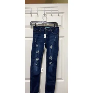 Wax Jean Size 1 Womens Juniors Blue Denim Skinny Stretch‎ Distressed Cuff thumbnail 6