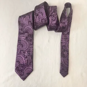 Burma Bibas Silk Mens Tie Purple Paisley Necktie Designer Classic Office thumbnail 2