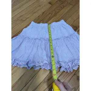 Hill House Paz Linen Purple Stripe A-Line Ruffle Hem Skirt Size Small thumbnail 6