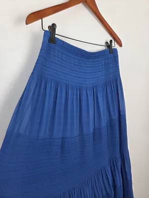 Ashalyly Cobalt Blue Tiered Maxi Skirt Formal Regal Boho Gypsy Indie Hippie XL thumbnail 7