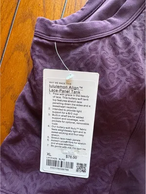 Lululemon Align Lace-Panel Tank Padded Black Plum Size XL/Size 12 NWT thumbnail 4