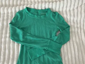 American Eagle Ribbed Long Sleeve Green Top thumbnail 2