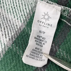 Offline by Aerie XS Plaid Green & White Jacket Shacket Oversized Women’s Layers thumbnail 8