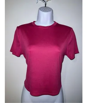Women’s Pink Short Sleeve Baby Tee Crop Top Medium thumbnail 1
