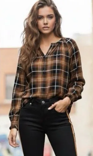 NWT!!Beach Lunch Lounge Madison Plaid Button Down Shirt Size Small 100% Rayon thumbnail 1