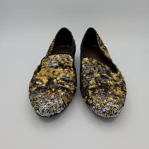 Handmade Italian Sequin Flats Gold Silver‎ Loafers Smoking Slippers EU 38 7.5-8 thumbnail 3