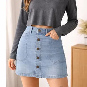 Gianni Bini Chambray Button Front Mini Skirt Size Small thumbnail 3