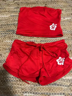 Red Shein Two-Piece Floral Set thumbnail 1