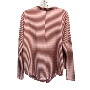 Rue 21 Salmon Pink/White Striped‎ Long Sleeve Sweater Button Up Size M V Neck thumbnail 5