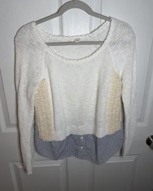 Anthropologie Moth Medium Crochet Sweater Shirt Granny Cottagecore Boho Work thumbnail 1