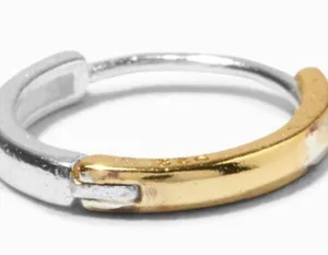 Sterling Silver One 8MM Two-Tone Hoop Earring thumbnail 1
