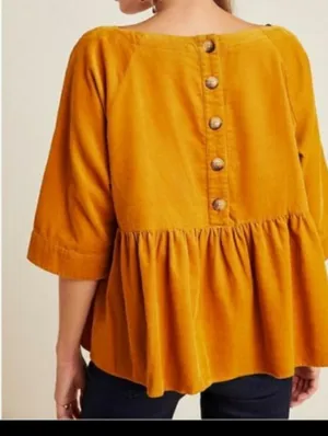Anthropologie Maeve Maria Mustard Corduroy Top thumbnail 6