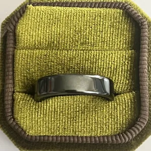 Hematite Ring Dark Gray High Shine 6mm Band Ring Size 10 thumbnail 2