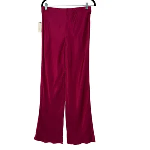 Anthropologie‎ Magenta Pink Satin Wide Leg Pants Medium NWT Silky thumbnail 2