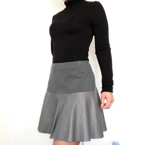 HINGE Leather Panel Peplum SKIRT GREY SIZE XS $198 VERY CHIC NORDSTROM thumbnail 2