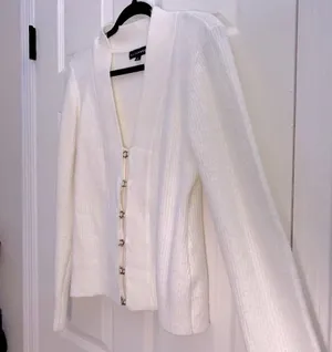 Elegant JLUXLABEL Cream Women's Sweater/cardigan size L thumbnail 4