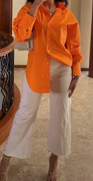 White Fox Orange Button Down Shirt thumbnail 9