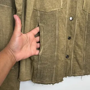 POL woman's I oversized Olive Green shirt Jacket sz S thumbnail 4