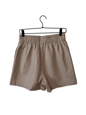 Mango High-Waist Faux Leather Tan Pull-On Shorts Size M NWT thumbnail 9