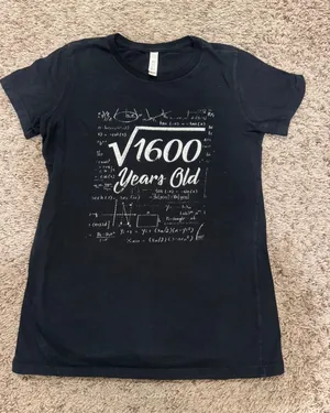 Math Graphic Tee √1600 Years Old 40th birthday Shirt Black – Size‎ M thumbnail 1