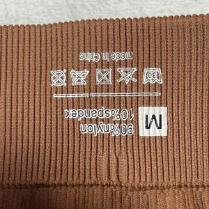 Peachy Bunz Brown Ribbed Seamless Square Neck Crop Top‎ Workout Shirt M thumbnail 2