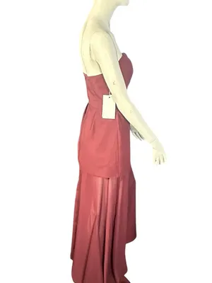 Witness of Love Strapless, Structured Mini Dress w/Chiffon Overlay Wine 6 NWT thumbnail 4