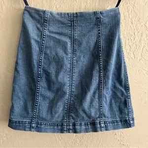 Free People Denim Panel Mini Skirt - Light Blue thumbnail 1